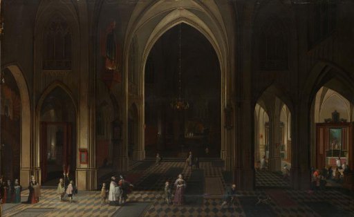 Interior of a Gothic Church at Night Looking East