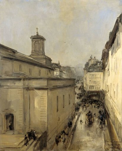 View of the Notre Dame de Lorette and the Rue Fléchier in Paris