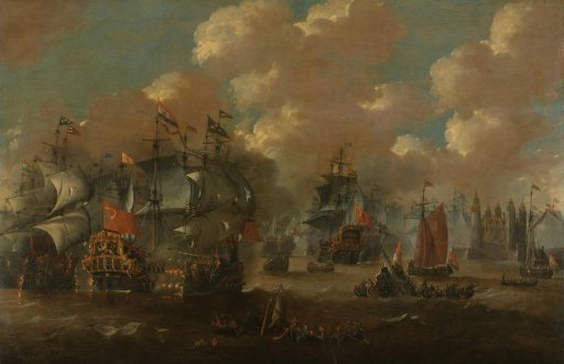 The Battle of the Sound with the Eendracht Engaging Two Swedish Warships, 1658