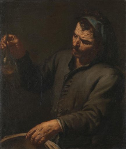 Man with Urine Bottle in his Hand