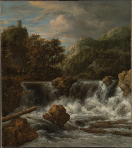 Mountainous Landscape with Waterfall