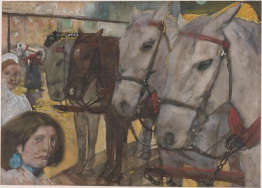 Tram Horses on the Dam at Amsterdam