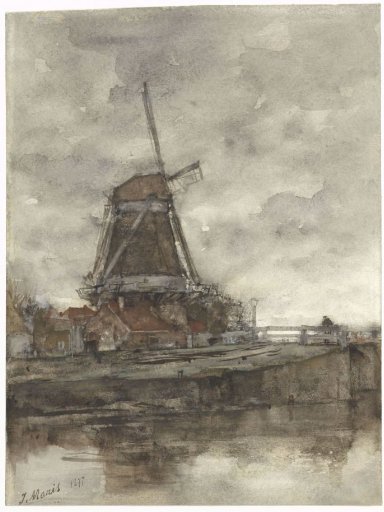 Mill and the Bridge near the North-West Outer Canal in The Hague