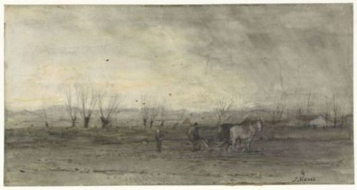 Landscape with a Ploughing Farmer
