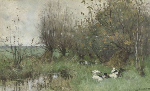 Ducks by a Willow Grove