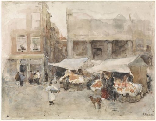Market with flower stalls in Rotterdam