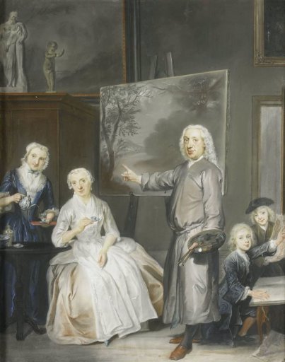 The landscape painter Dirk Dalens III (1688-1753) with his second wife Maria Schaack (died 1766) and the children Anna (born 1725), Willem (1737-60) and Jacobus (1741-63)