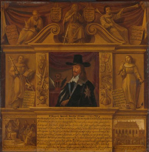 Portrait of Charles I, King of England, in a Frame with Allegorical Figures and Historical Representations