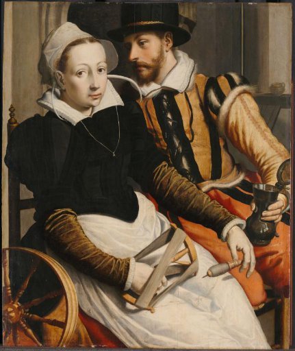Man and Woman at a Spinning Wheel
