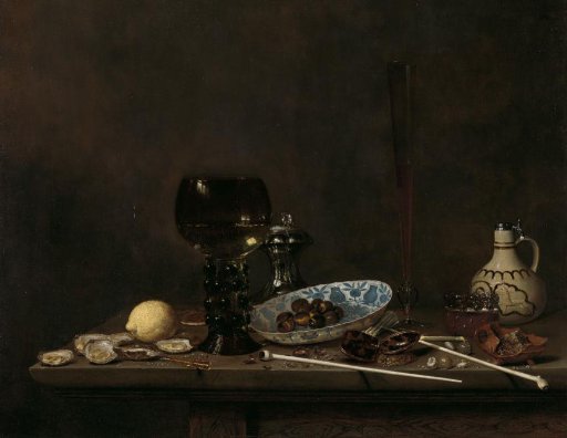 Still Life with Roemer, Salt Cellar, Tobacco, Lemon, and Olives