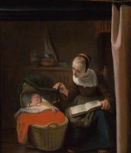 Woman at the cradle