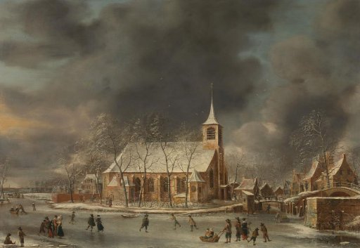 View of the Church of Sloten in the Winter