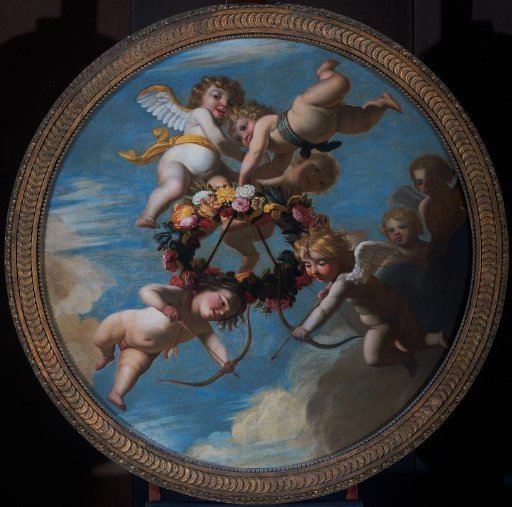 Putti with a Wreath of Flowers