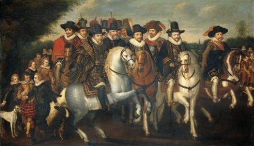 Prince Maurice Accompanied by his two Brothers, Frederick V, Elector Palatine, and Counts of Nassau on Horseback
