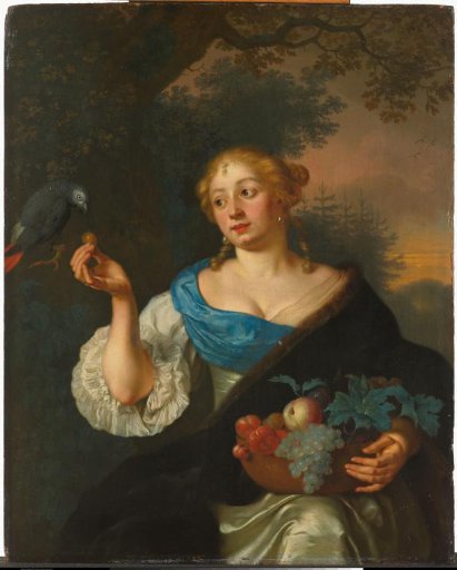 A young Woman with a Parrot