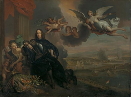 The Apotheosis of Cornelis de Witt, with the Dutch Raid on the Medway in the background