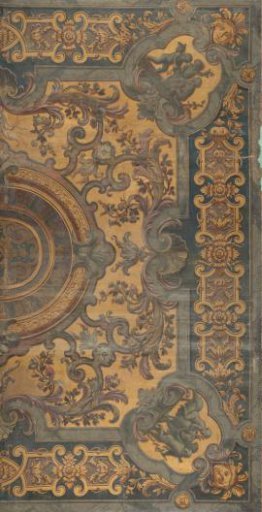 Ornamental ceiling painting with depictions of putti in the corners