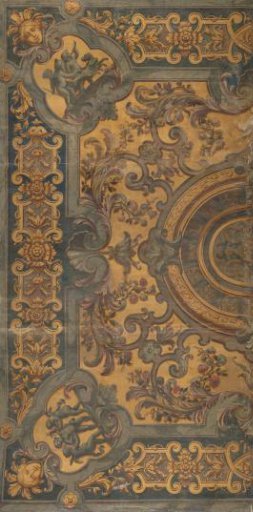 Ornamental ceiling painting with depictions of putti in the corners