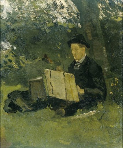 Jan Verkade (1868-1946) Painting under a Tree at Hattem
