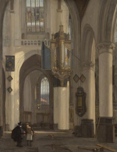 Interior of a Protestant Gothic Church with Motifs from the Oude and Nieuwe Kerk in Amsterdam