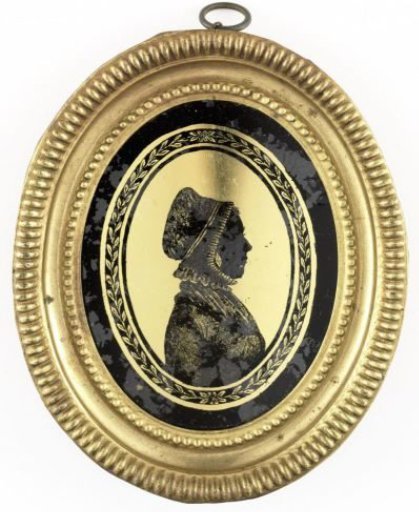 Silhouette portrait of a woman with a mob cap