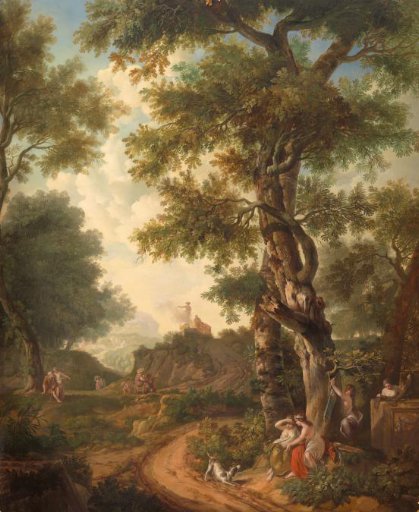 Arcadian Landscape with Travellers