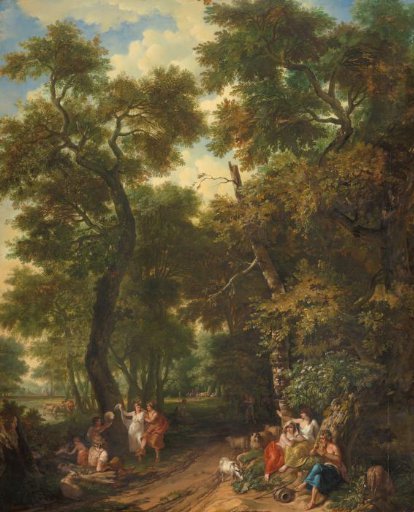 Arcadian Landscape with Music-Making and Dancing Shepherds