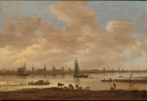 View of an Imaginary Town across a River, with the Tower of Saint Pol in Vianen