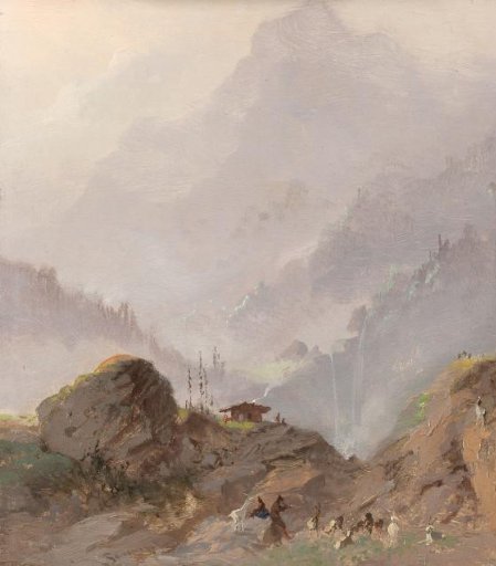 Mountain Landscape in Tyrol with Ibex