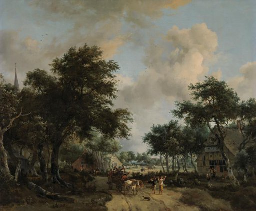 Wooded landscape with a cheerful company in a carriage