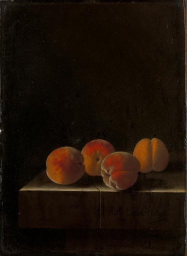 Four Apricots on a Stone Plinth