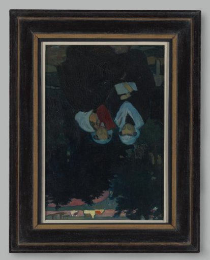 Three reading women in a garden