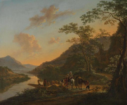 Italian landscape with a ferry