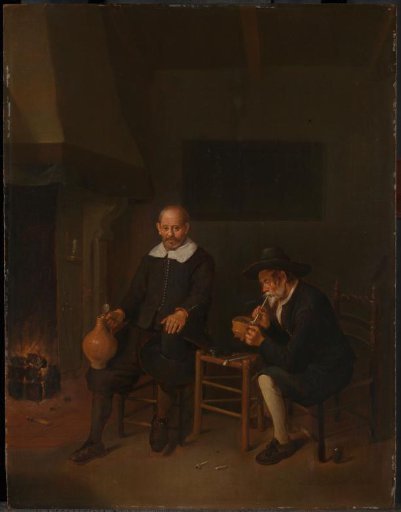 Interior with Two Men by the Fireside