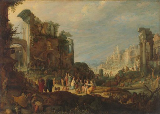 Travellers among Roman Ruins with Rebecca and Eliezer at the Well