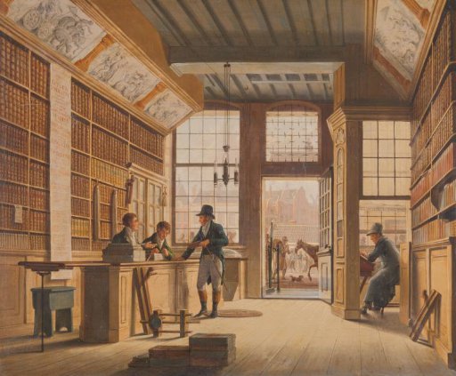 The Shop of Bookseller Pieter Meijer Warnars on the Vijgendam in Amsterdam