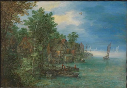 View of a Village on a River