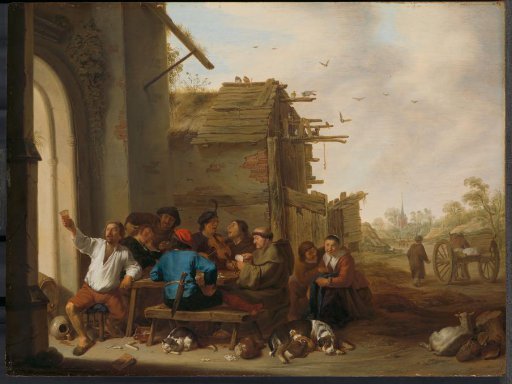 Figures before a Village Inn