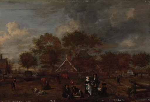 Farmstead with the Gentleman Farmer and his Wife and the Painter in the foreground