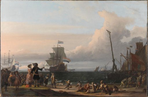 Dutch Ships in the Roads of Texel; in the middle the 'Gouden Leeuw', the Flagship of Cornelis Tromp