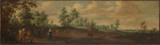 Landscape with a Couple Dancing outside a Country Mansion