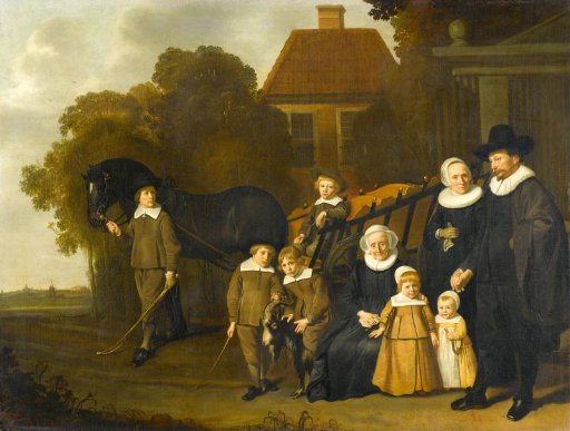 Portrait of the Meebeeck Cruywagen Family near the Gate of their Country Home on Uitweg near Amsterdam