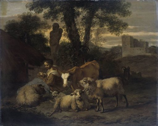 Italian Landscape with Shepherdess and Flocks