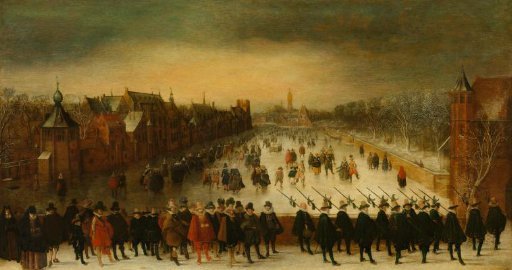 The Vijverberg, The Hague, in Winter, with Prince Maurits and his Retinue in the Foreground