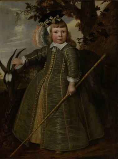 Portrait of a boy with a billygoat