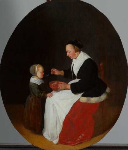 A Mother Feeding Porridge to her Child