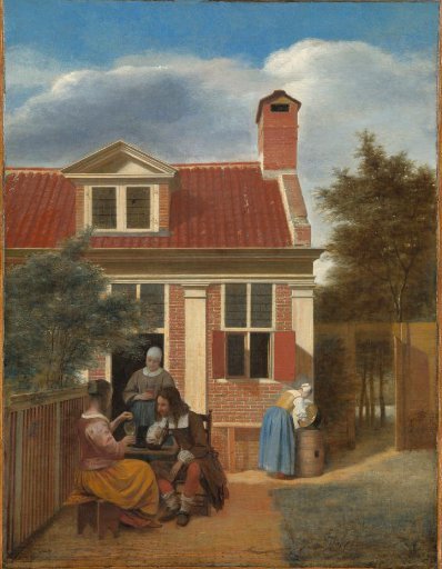 A Group in the Courtyard Behind a House