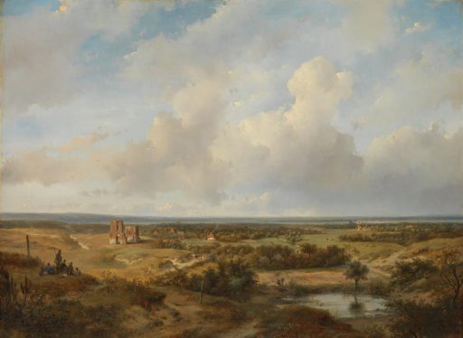 Dune landscape with the ruins of Brederode Castle near Santpoort