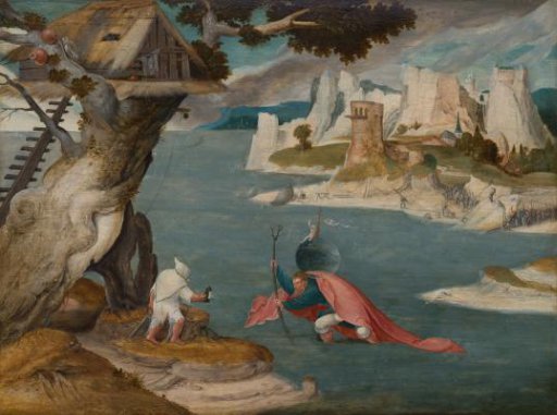 River landscape with Saint Christopher