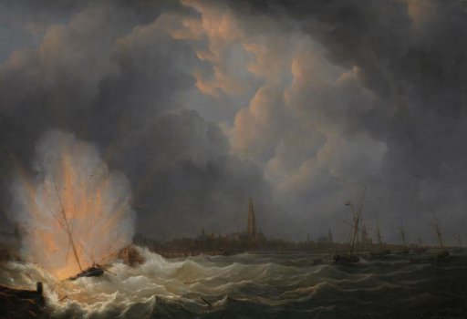 The Explosion of Gunboat nr 2, under Command of Jan van Speyk, off Antwerp, 5 February 1831